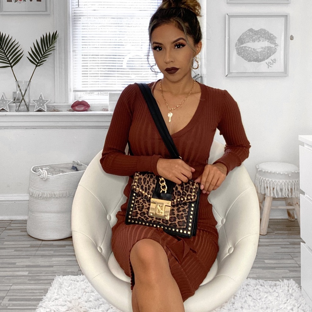 Chocolate Brown Midi Dress